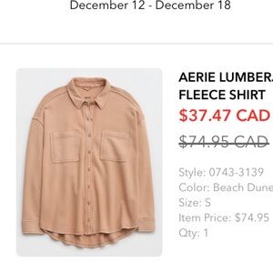 Aerie lumberjane fleece button up size small